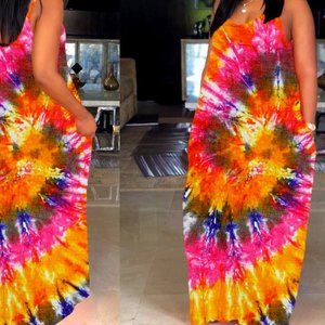 women plus size tye dye maxi sundress